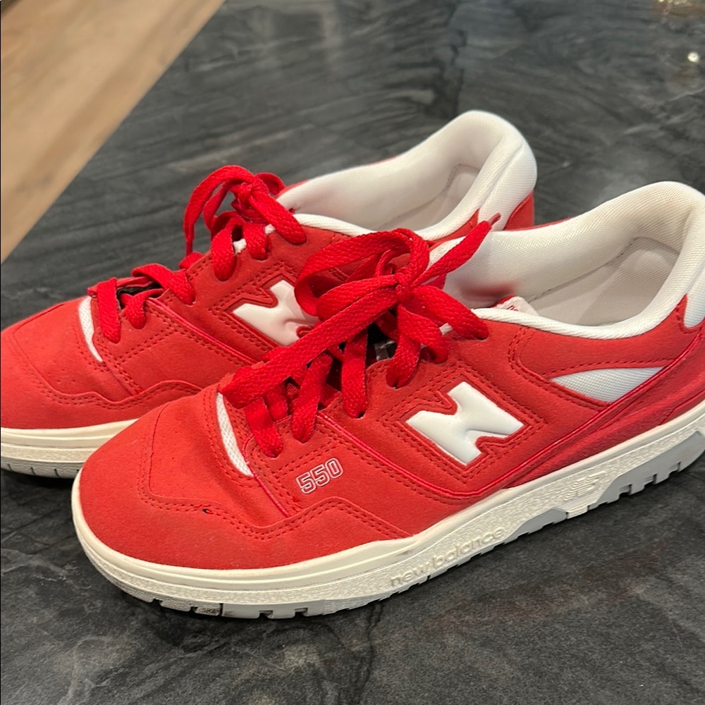 New Balance Kids 550 Red and White Sneakers